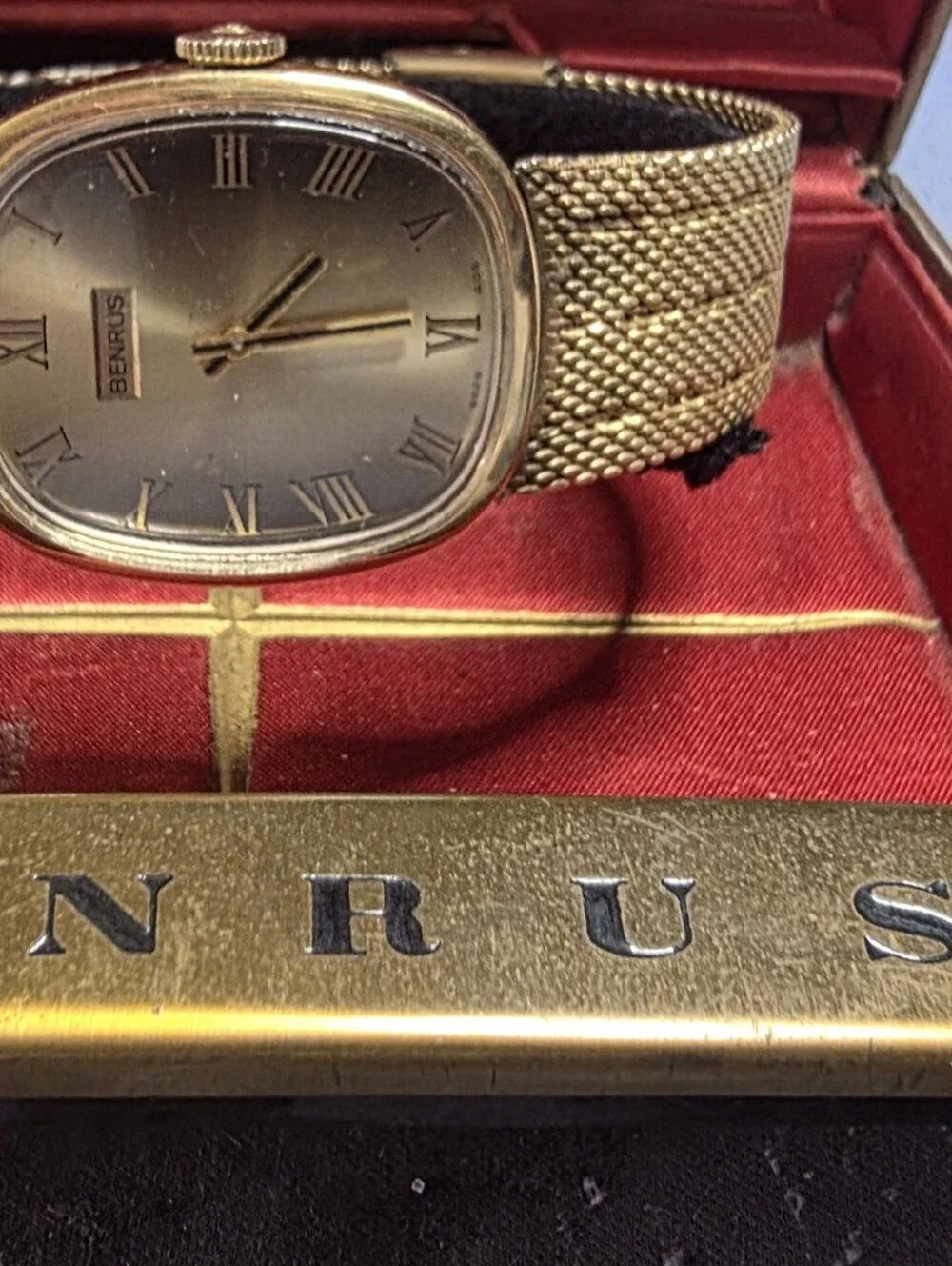 Benrus Gold Mesh Bracelet Watch - Gold Dial